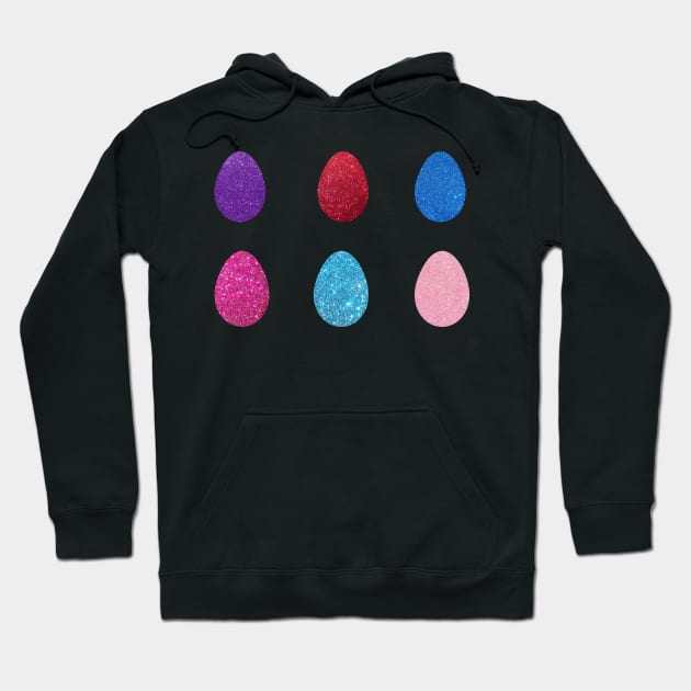 Colorful Faux Glitter Easter Eggs Hoodie by Felicity-K